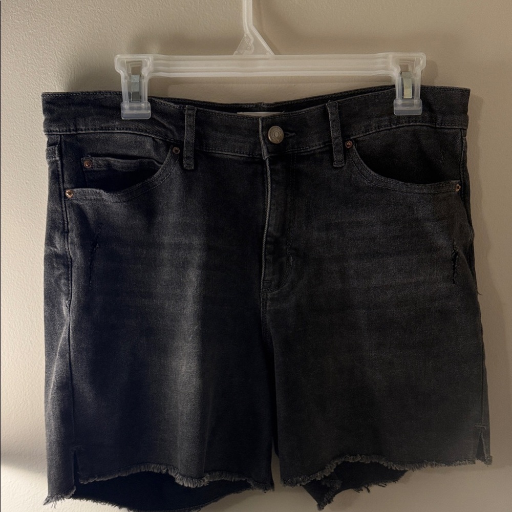 High-Rise Gray Denim Cutoff Shorts